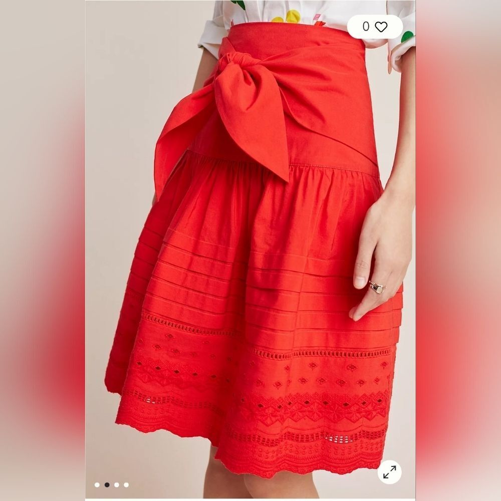 Anthropologie Maeve Paix Skirt Red Size 2P